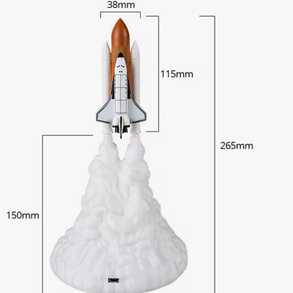 Lampara de mesa LED con forma de cohete y lanzadora espacial